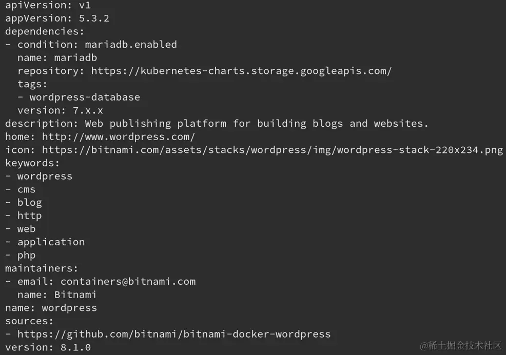 图 4.1 - Bitnami 图表存储库的输出