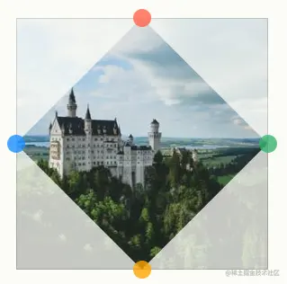 clip-path: polygon(50% 0, 100% 50%, 50% 100%, 0 50%)
