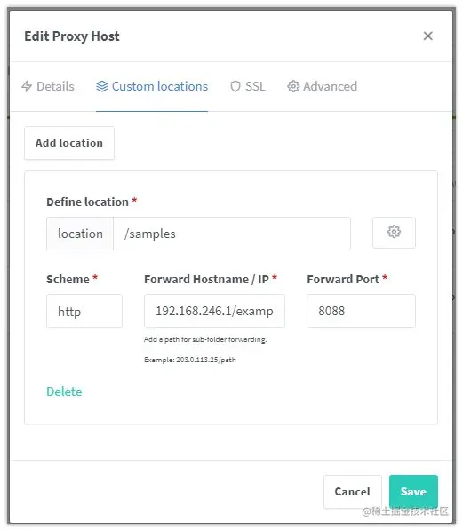 nginx proxy manager location