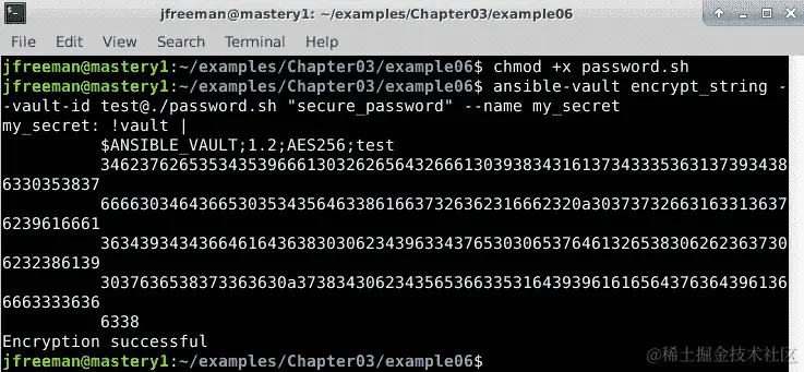 图 3.18 – 使用 Ansible Vault 将变量加密为安全字符串