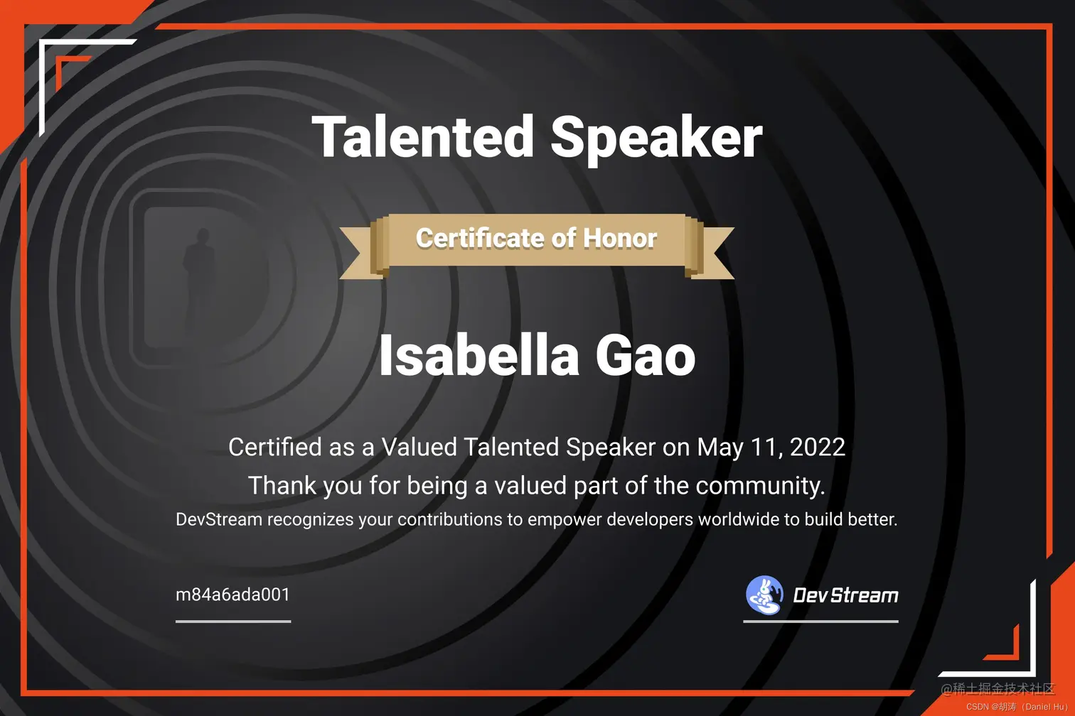 DevStream Talented Speaker No.1
