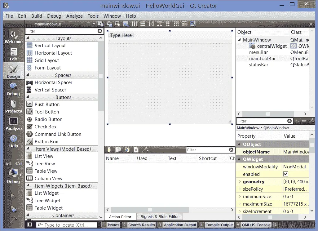 使用 Qt GUI 库的 Hello World