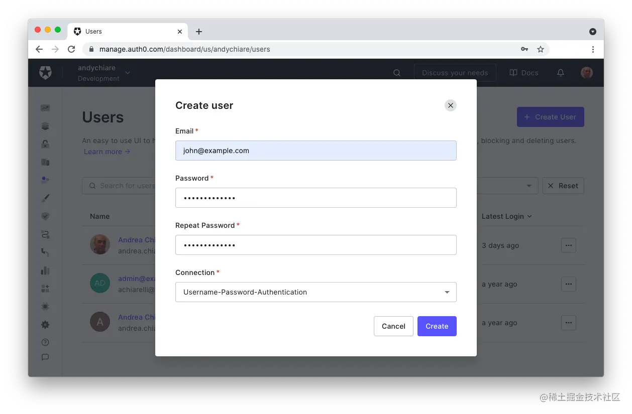 creating-user-auth0-dashboard