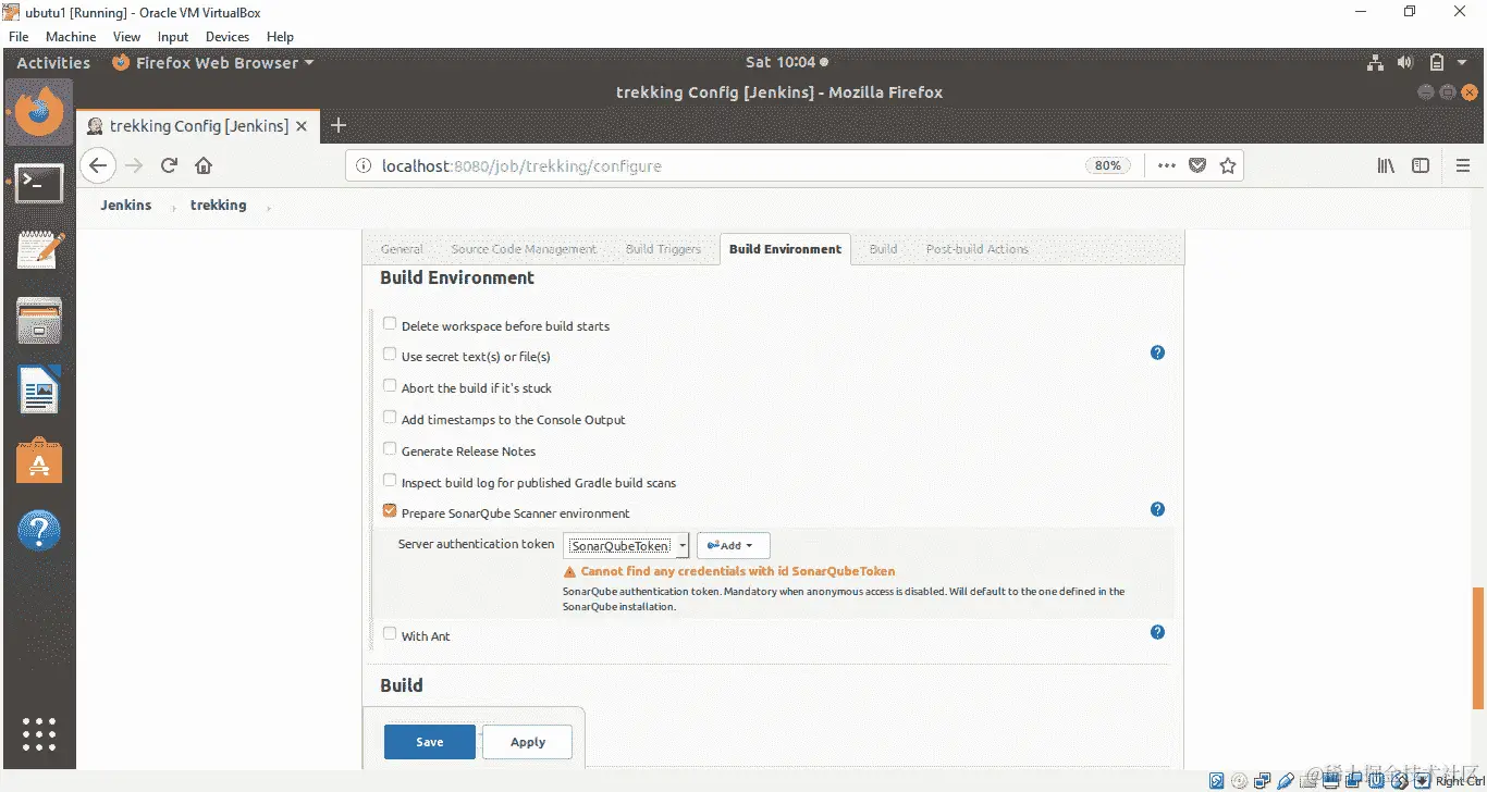 图 8.59：选择 SonarQubeToken 作为服务器身份验证令牌