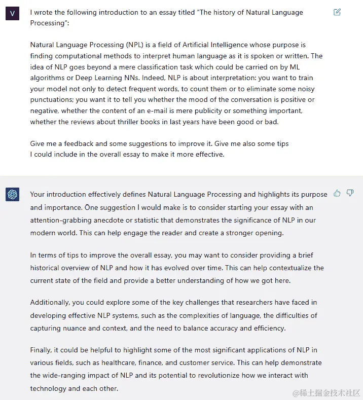 图 5.15 – ChatGPT 就论文引言提供反馈的示例