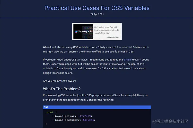 Example from Practical Use Cases For CSS Variables