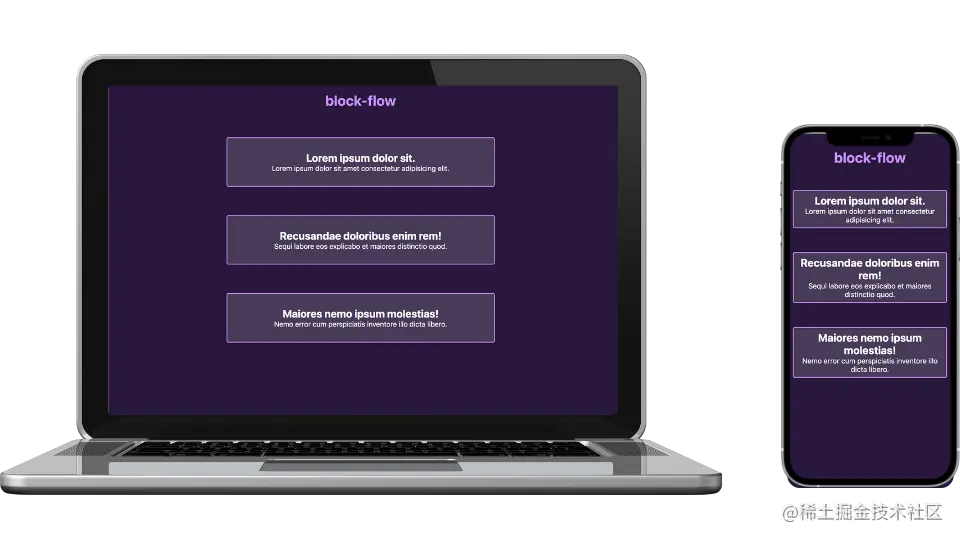 the .block-flow rule as viewed on a laptop vs. a mobile phone