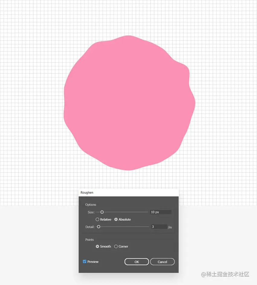 将粗糙效果应用于形状
