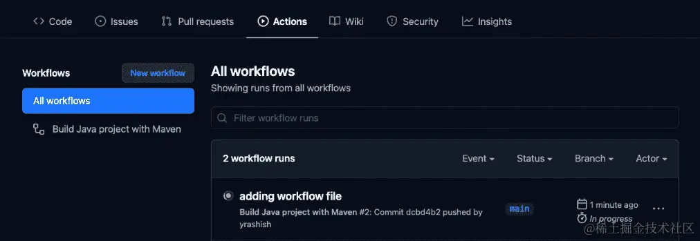 图 9.6 – 执行 GitHub 工作流