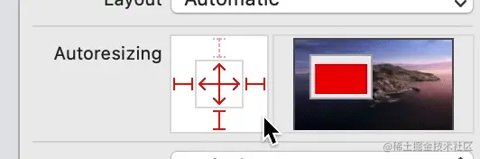 UIViewAutoresizingFlexibleTopMargin | UIViewAutoresizingFlexibleWidth | UIViewAutoresizingFlexibleHeight.gif