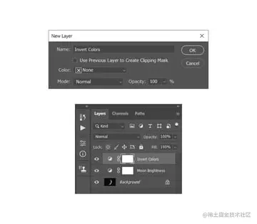 creating new invert adjustment layer