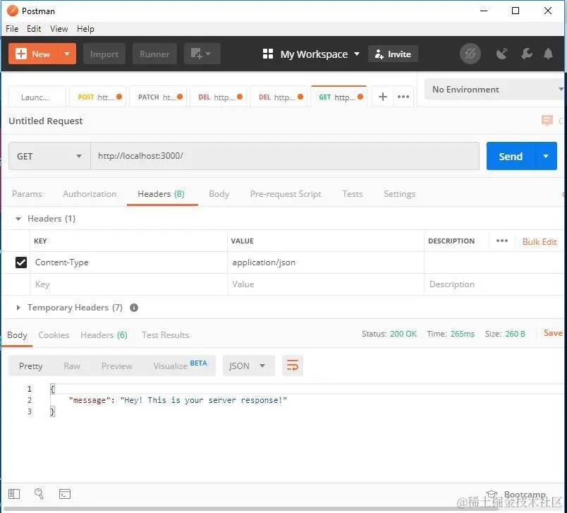 邮递员从快递应用程序返回响应