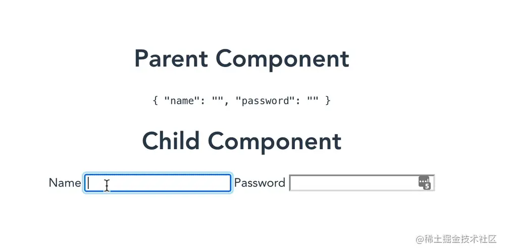 gif of object data reacting in parent component