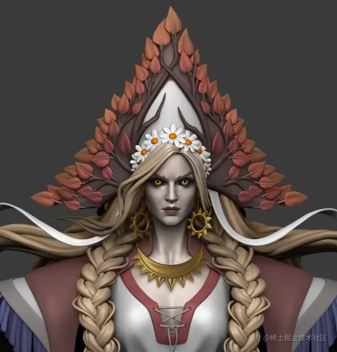 女战神面部建模制作效果 - 瑞云渲染