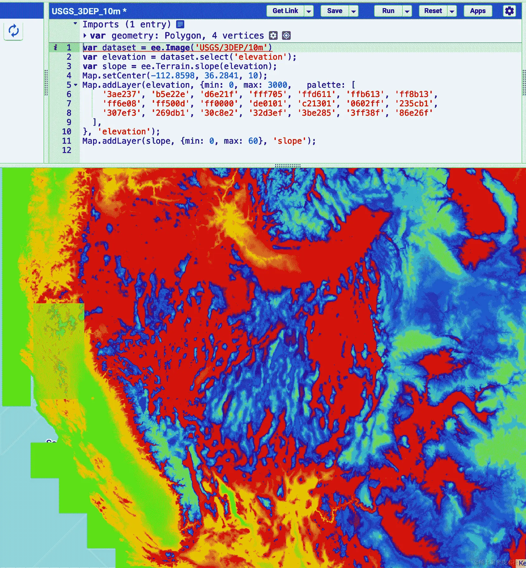 Google Earth Engine DEM .tif 文件