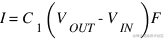 I = C_1 ( V_OUT - V_IN ) F