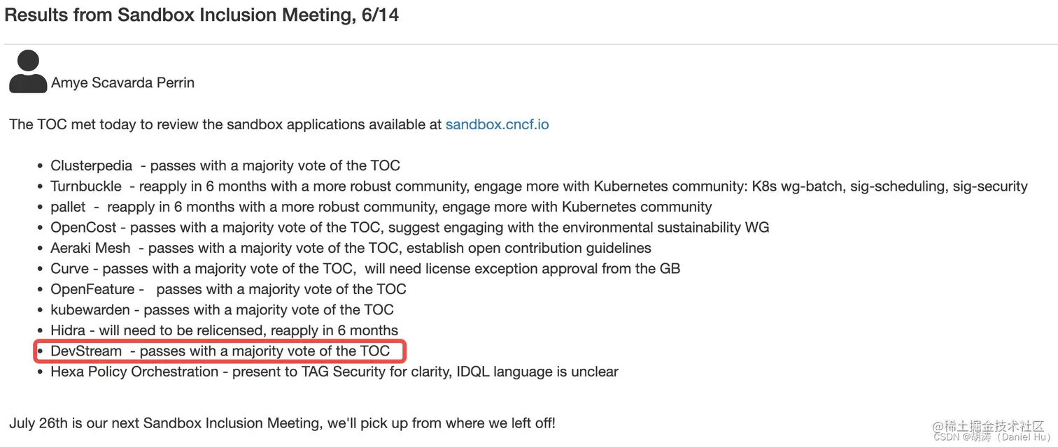DevStream passes with a majority vote of the TOC