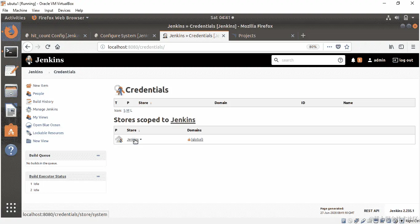 图 8.49：Jenkins 凭据页面