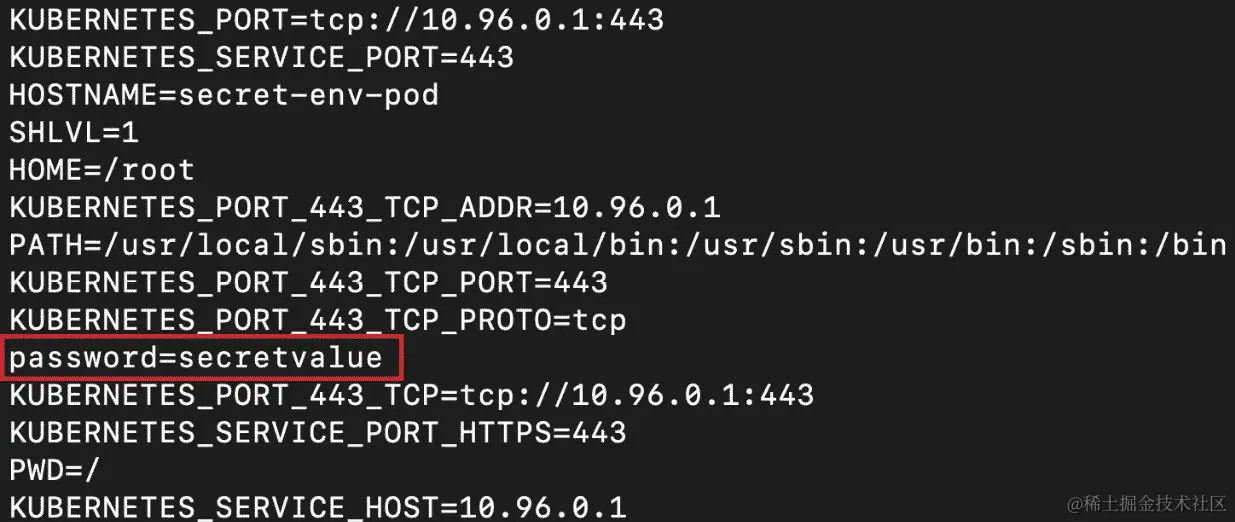 图 10.9：从 secret-env-pod 获取日志