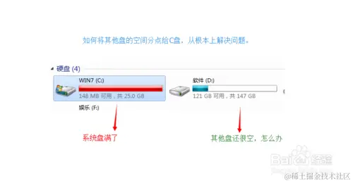 C盘不够了怎么办！将其他盘空间怎么分给C盘！