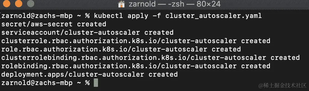 图 15.29：部署我们的 ClusterAutoscaler