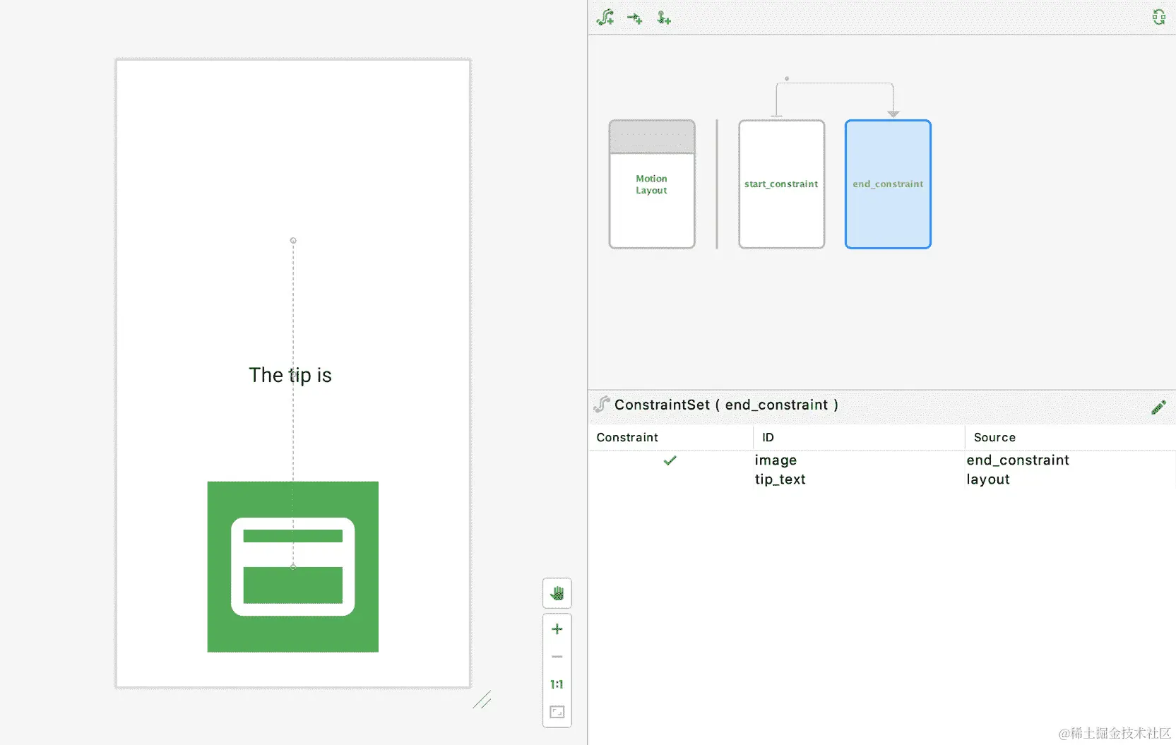 图 15.11：选择 end_constraint 时 Motion Editor 的外观