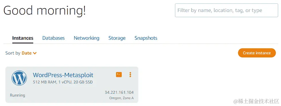 图 9.7 - 我们在 Lightsail 中加载的实例