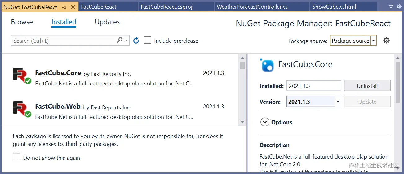 如何在 React 应用程序中使用 FastCube.Net？