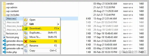 Download and Delete .htaccess File