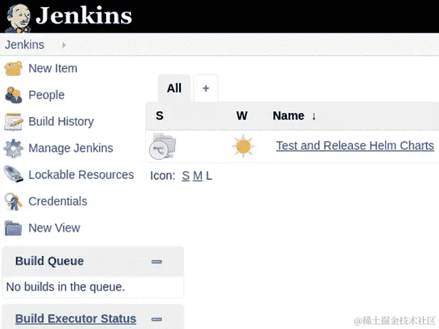 图 7.4-运行 Helm 安装后的 Jenkins 主页