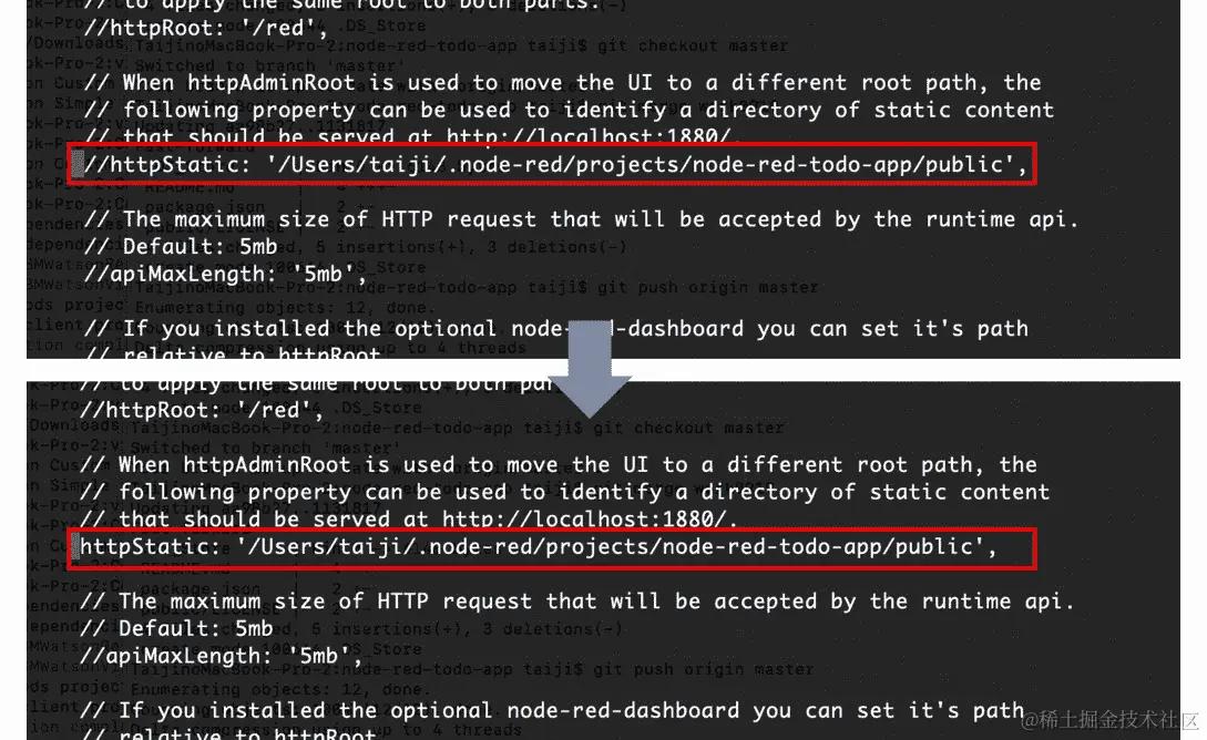 图 9.16 - 取消注释 httpStatic 并设置您的应用程序项目路径