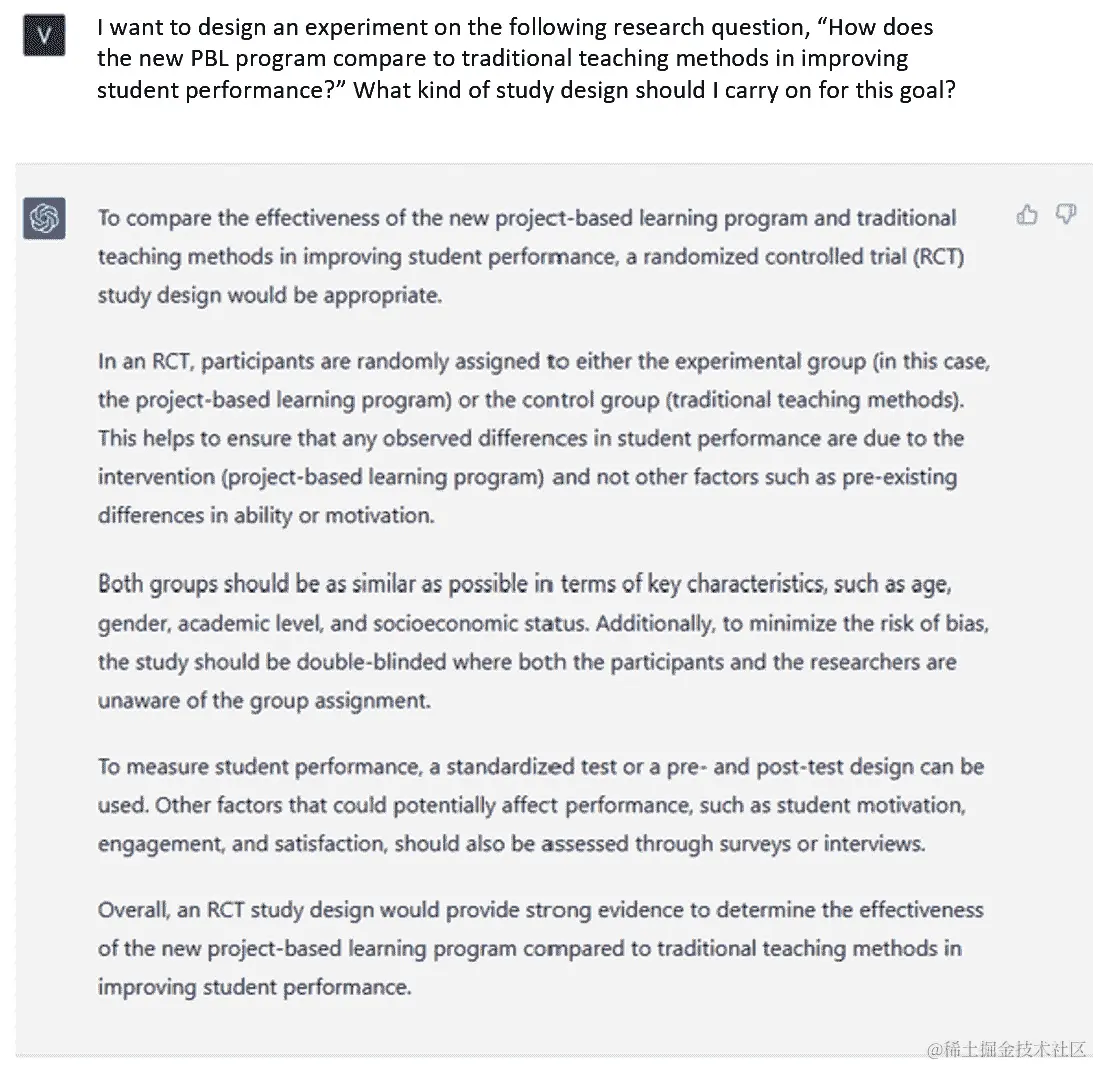 图 8.6 – ChatGPT 为您的实验建议适当的研究设计