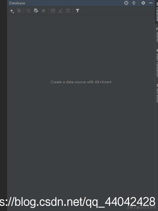 在IDEA界面的右侧Database，点开以后点击+