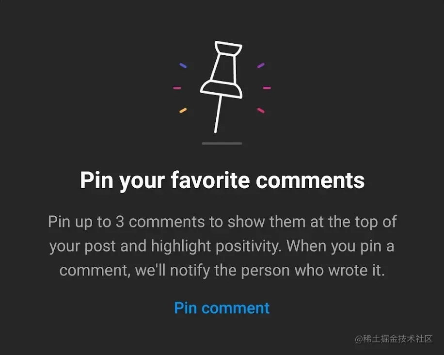 在 Instagram 上固定评论横幅