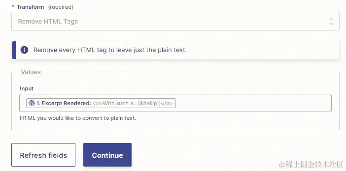 图 17.7 – 使用 Zapier 的 Formatter 文本操作事件从一段文本中删除 HTML