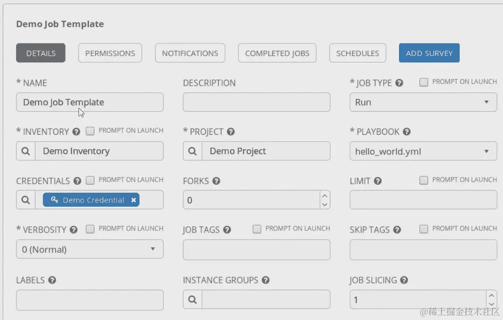 图 11.14-在 AWX 中使用演示模板