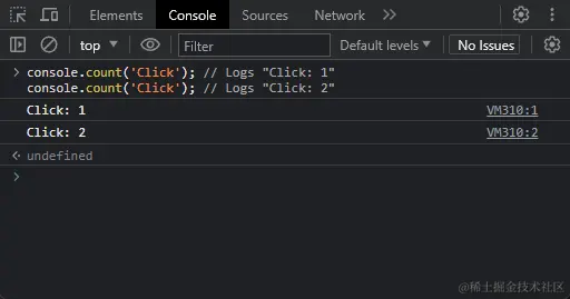 method console count