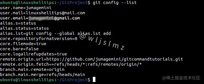 列出 Git 配置选项