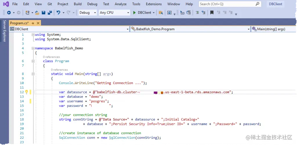 Visual Studio Code - 准备应用程序以连接到 Babelfish