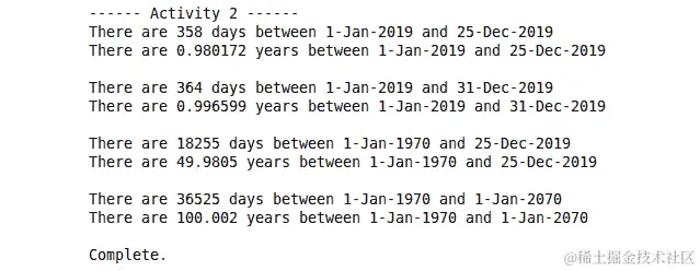 图 3.51：成功的日期示例应用程序输出