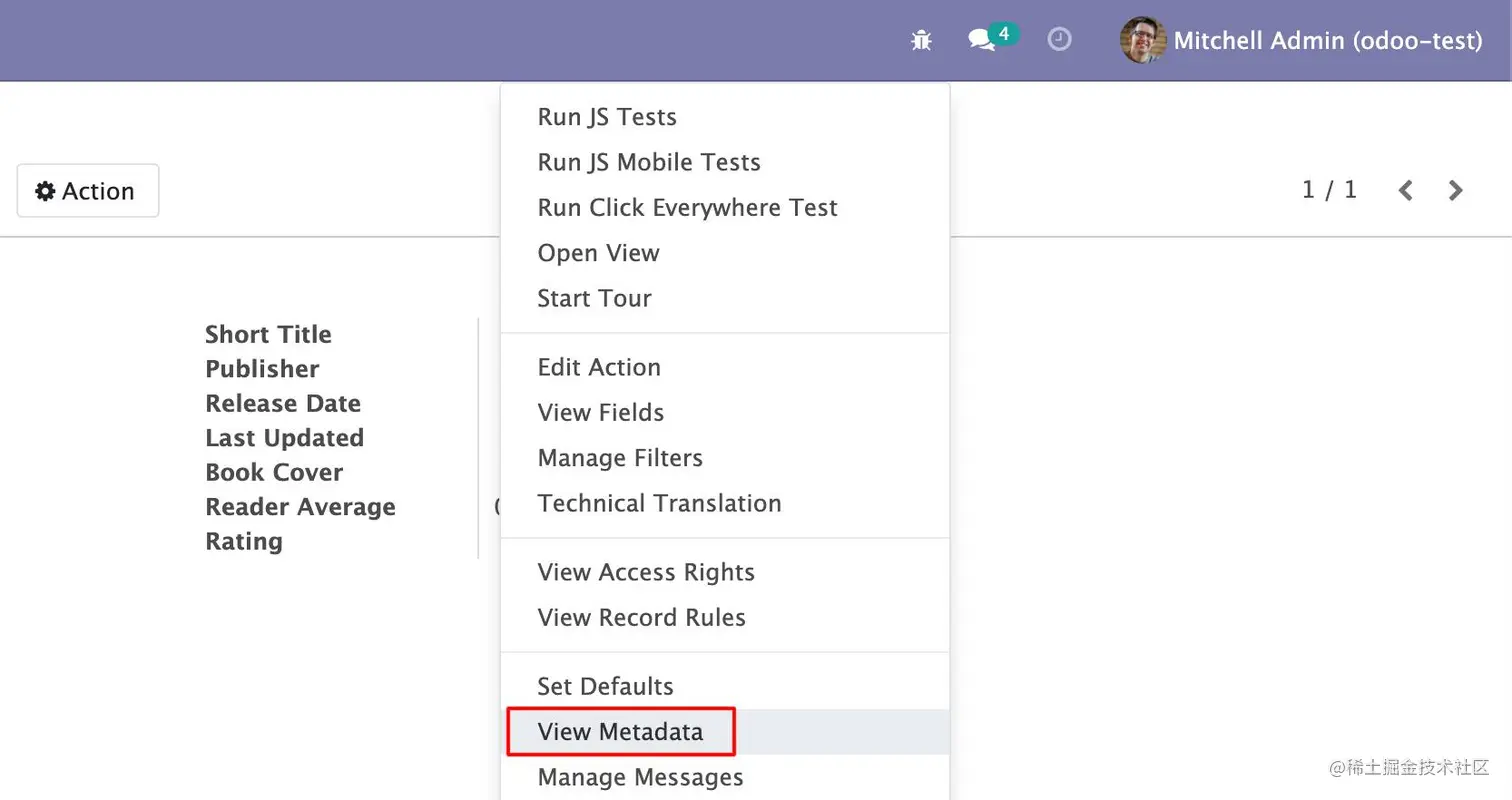 图6.1 – 打开记录元数据的菜单