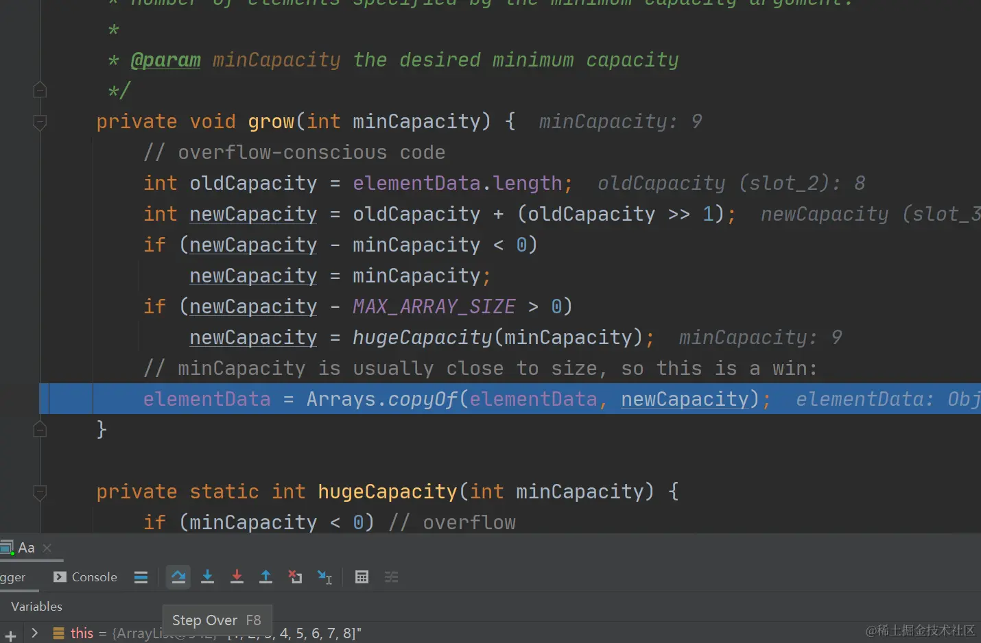 Step over一步步来到Arrays.copyOf()扩容