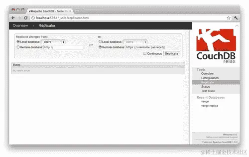 执行操作-将本地 _users 数据库复制到 Cloudant