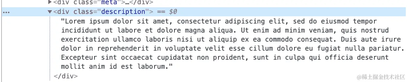 图 1.30：在元素选项卡中查看的描述节点