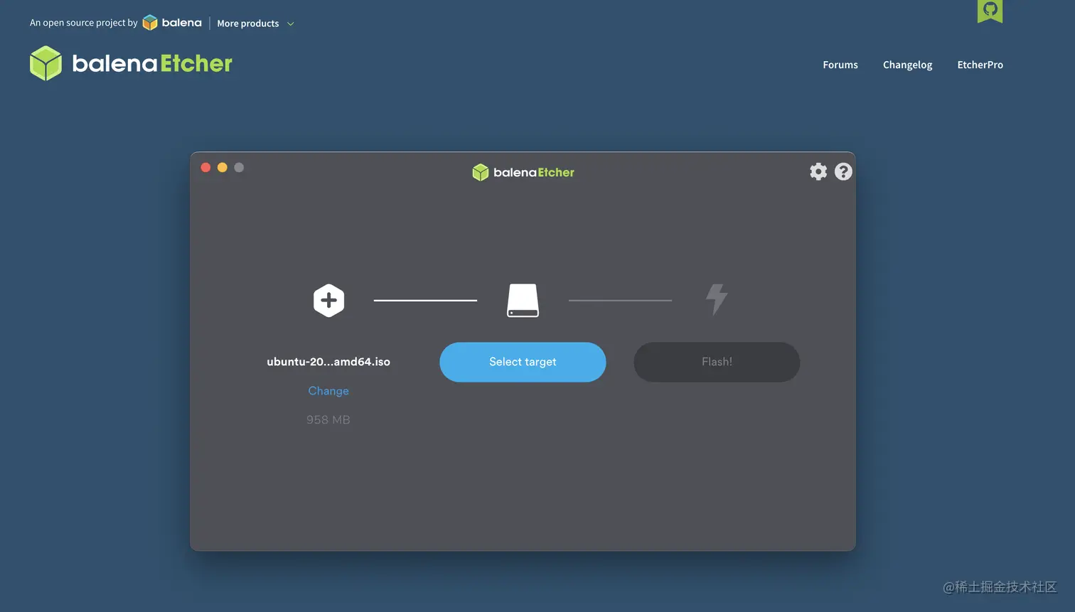 balenaEtcher 使用界面