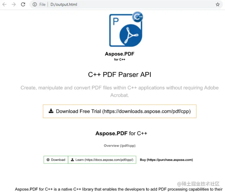 C++版PDF处理控件Aspose.PDF功能演示：在C ++中以编程方式将PDF转换为HTML