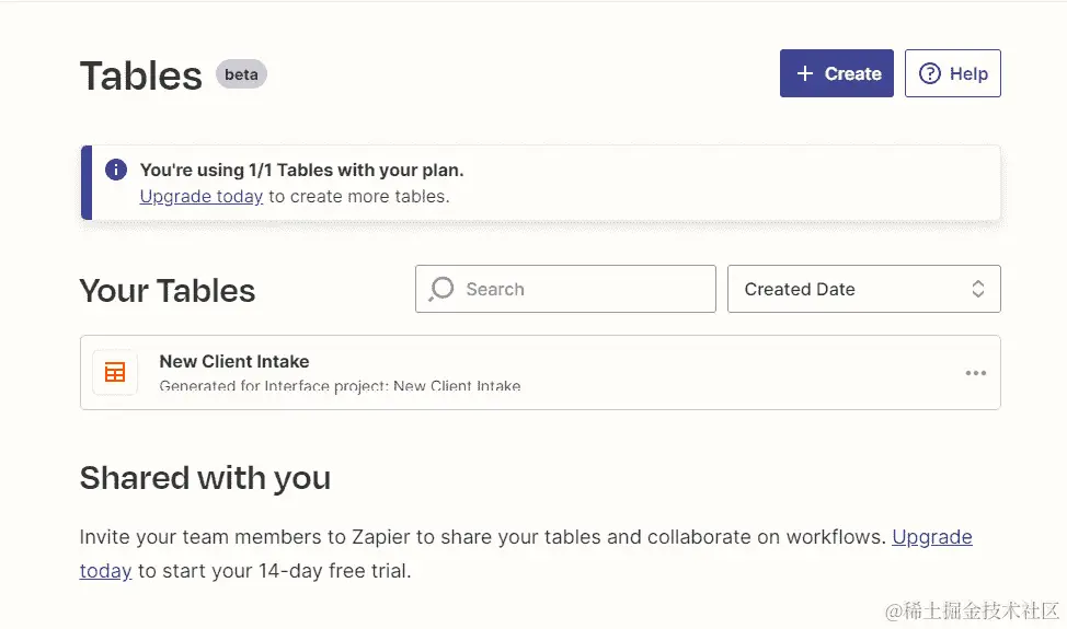 图 13.15 – Zapier Tables 仪表板