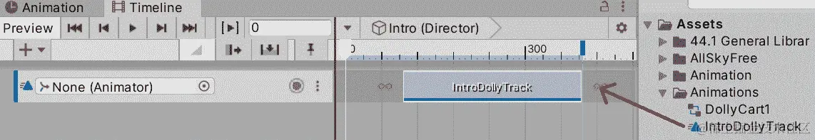 图 12.45 - 使动画轨道播放 intro 剪辑