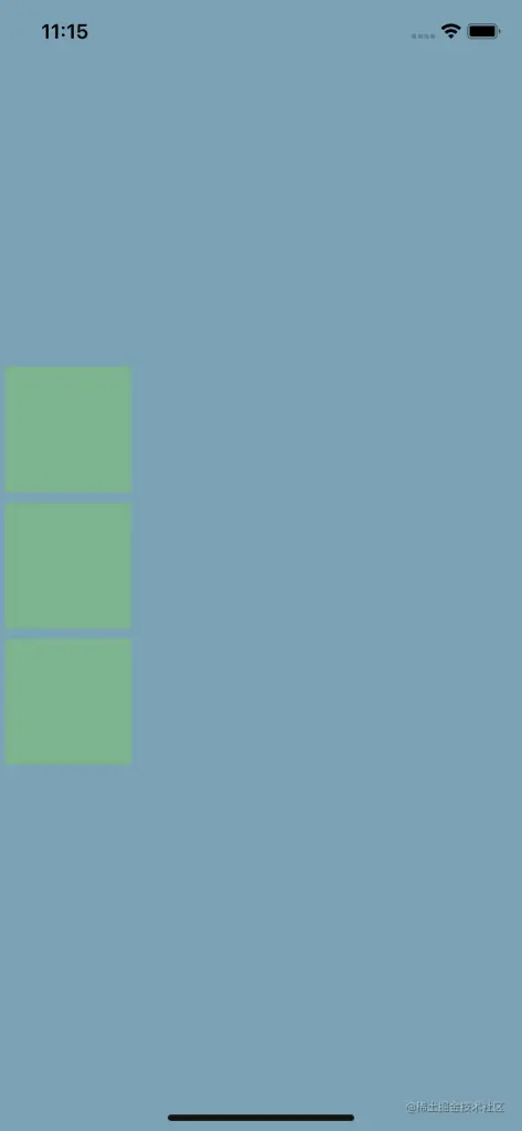 Justify Content Property Creating Row Of Three Green Squares On The Left Side Of Mobile Screen