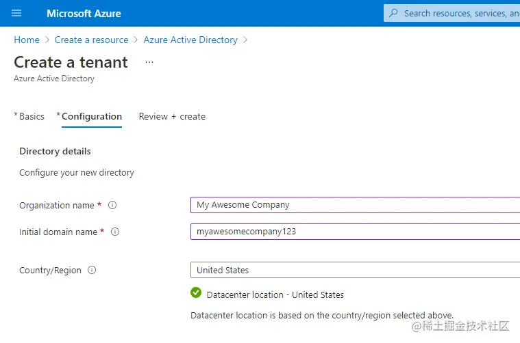 azure create a tenant configuration